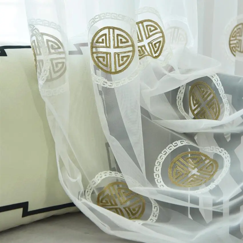 Китайский Стиль прозрачные Шторы для Гостиная чистая Кухня балкон Тюль с