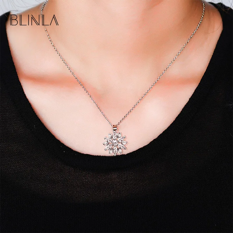 

BLINLA 2019 Fashion Luxury Wedding Crystal Necklaces for Woman Rose Gold Cubic Zirconia Long Pendant Necklace Jewelry Wholesale