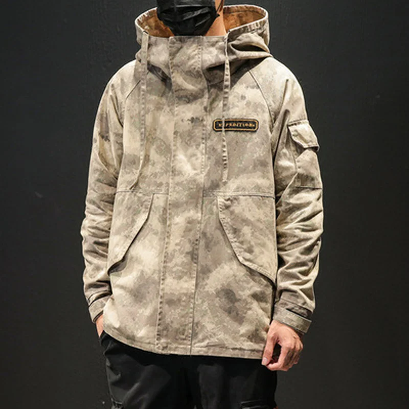 

Jacket for Men Spring Autumn Streetwear Camouflage Hooded Men's Waterproof Windbreaker 2021 New Japanese Fashion Male Overcoat