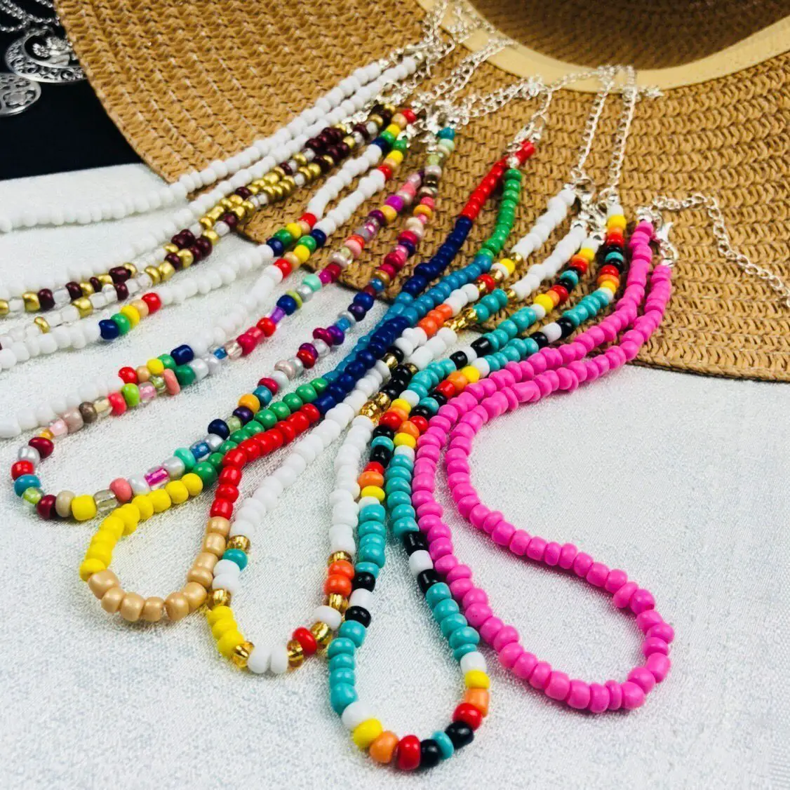 Boho красочные маленькие бусы колье для женщин Простой Бисероплетение Цветок ожерелье ручной работы воротник ювелирные изделия колье Femme