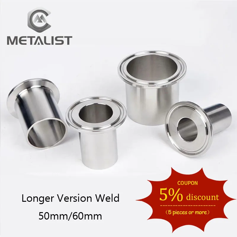 

METALIST 32mm Pipe OD Length 50mm/60mm SS304 Stainless Steel Sanitary Weld Ferrule Connector Pipe Fitting Fit 1.5" Tri Clamp