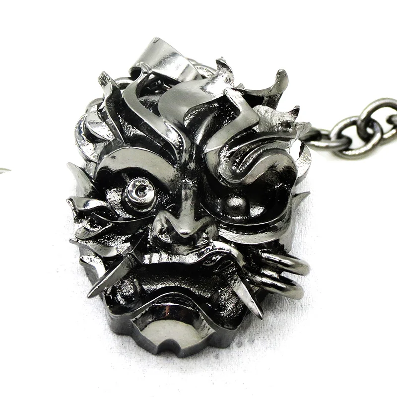 Samurai mask Ожерелье с подвеской viper волшебник школа серебряный цвет светло-зеленый горный хрусталь 40*25 мм животное дикая голова змеи ожерелье с медальоном - Окраска металла: Samurai mask