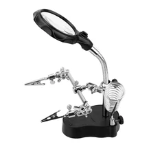 Auxiliary Tool Third Hand Helping Desktop Soldering Holder Welding Equipment Magnifier LED Lighting Soldering Stand Repair Tool