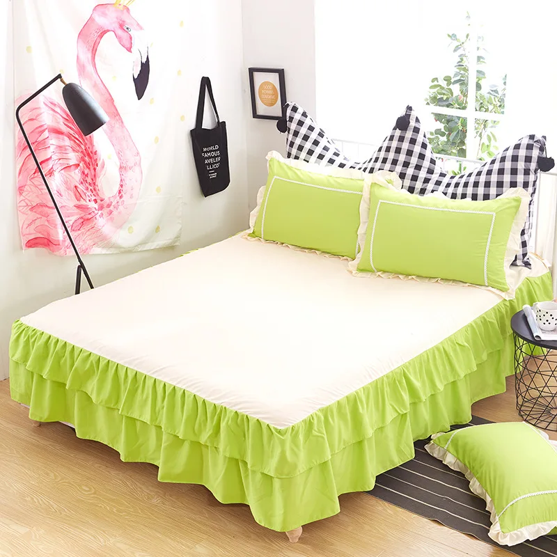 Однотонная печатная юбка для кровати украшения домашнего текстиля нескользящая