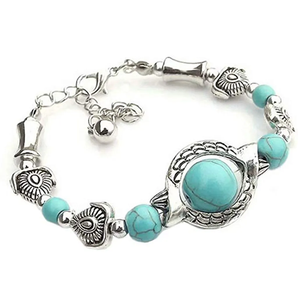 Роскошный женский летний уникальный дизайн бирюзовый браслет классический из