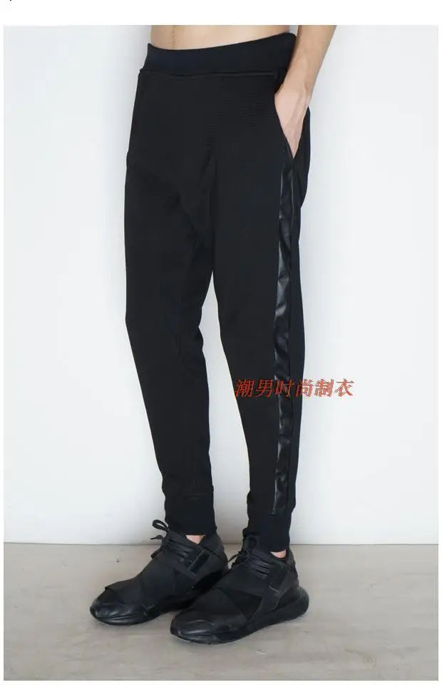 27-46 2021 New men's clothing Hair Stylist GD Fashion punk side spell leather Harem Pants plus size costumes