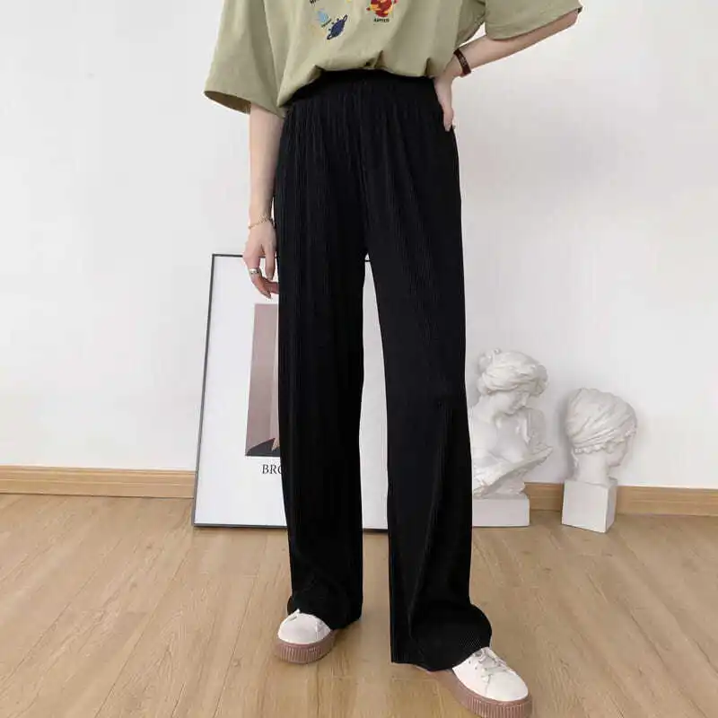 

Slim straight pants in 2021 summer high waist shivering no wrinkle drooping casual wide leg pants thin for women