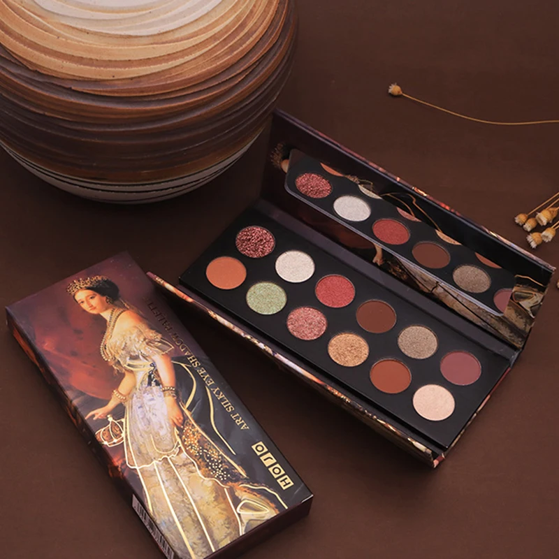 Палетка теней для век HOJO 12 цветов блестящие тени пигментные водонепроницаемая