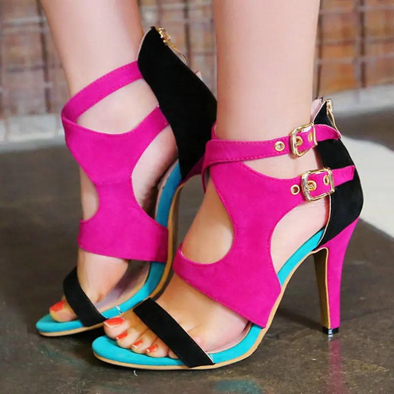 AIWEIYi Summer Sandal Shoes Woman Black Blue Thin High Heels Platform Cutouts Gladiator Ladies Pumps | Обувь