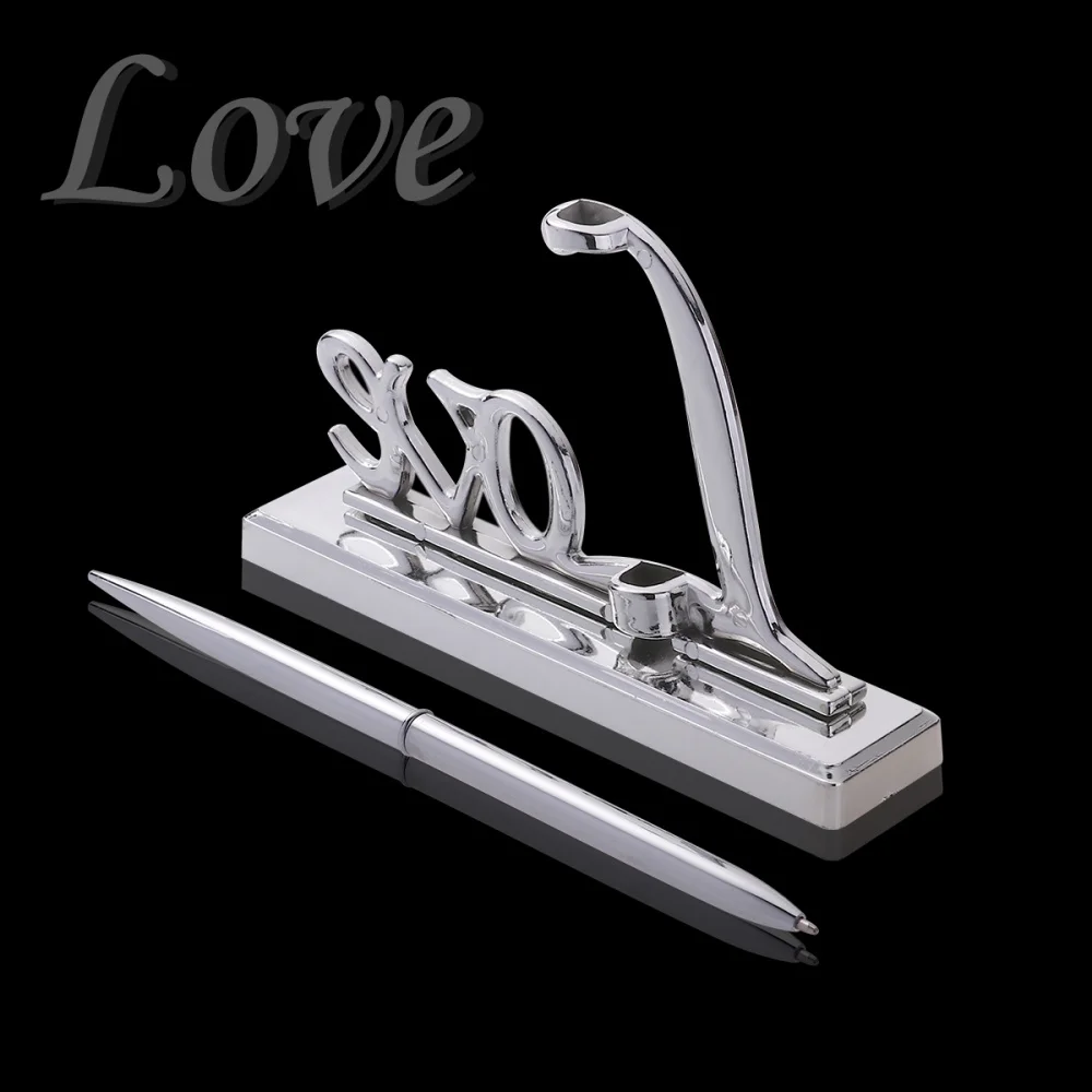 Свадебные ручка с серебряным покрытием Металл любовь держатель для вечеринок в