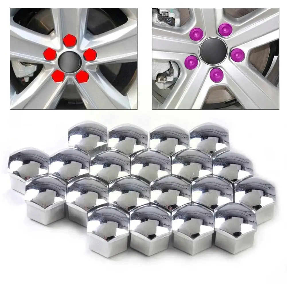 

20pcs/set Universal Car Tire Screw Cap Nut Protection Protector With Covers Removal Tool Dustproof Automobile Decoration Hu Y2I1