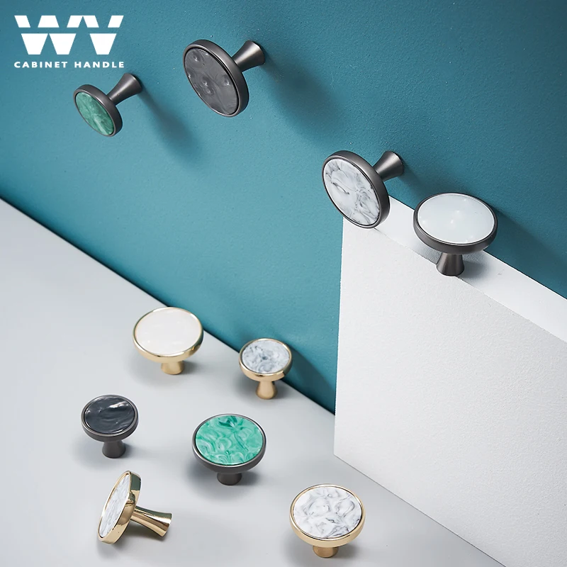 WV латунные мебельные ручки Корпус Красочные одно отверстие с винтом шкаф комод