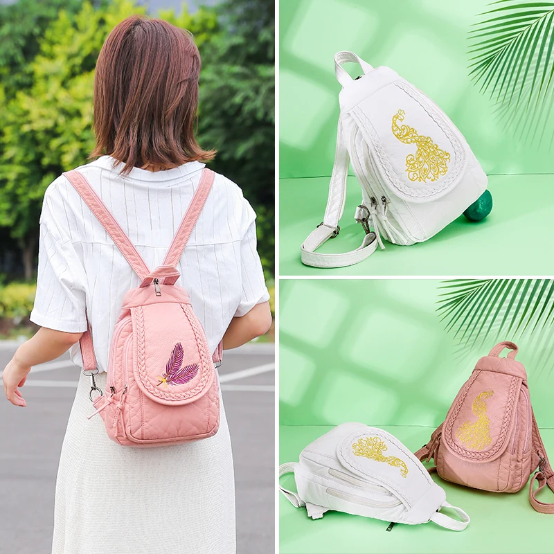 

White High Quality Leather Backpack Bags for Women 2020 New Casual Small Shoulder Bags School Bags for Teenage Girls Mochila
