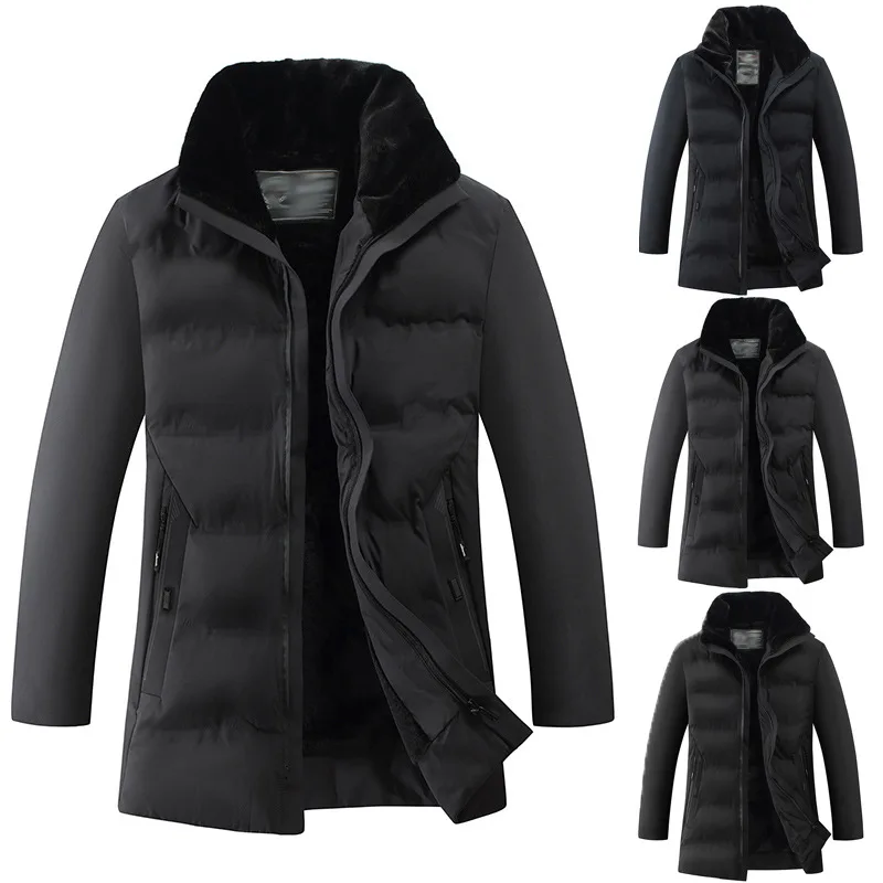 Мужская теплая куртка с длинным рукавом однотонная Повседневная хлопковая