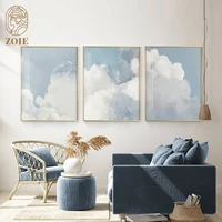 modern sky landscape canvas painting pictures blue and pink clouds wall art prints scandinavian wall poster home decoration