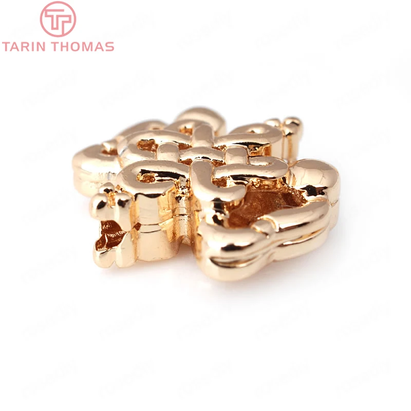 

6PCS 16*16MM 24K Champagne Gold Color Brass Chinese Knot Necklace Spacer Beads High Quality Diy Jewelry Accessories
