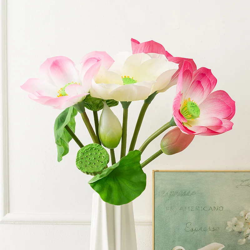 

High-quality Artificial Lotus Home Living Room Restaurant Hotel Garden Decoration DIY Wedding Set Photography Ornaments