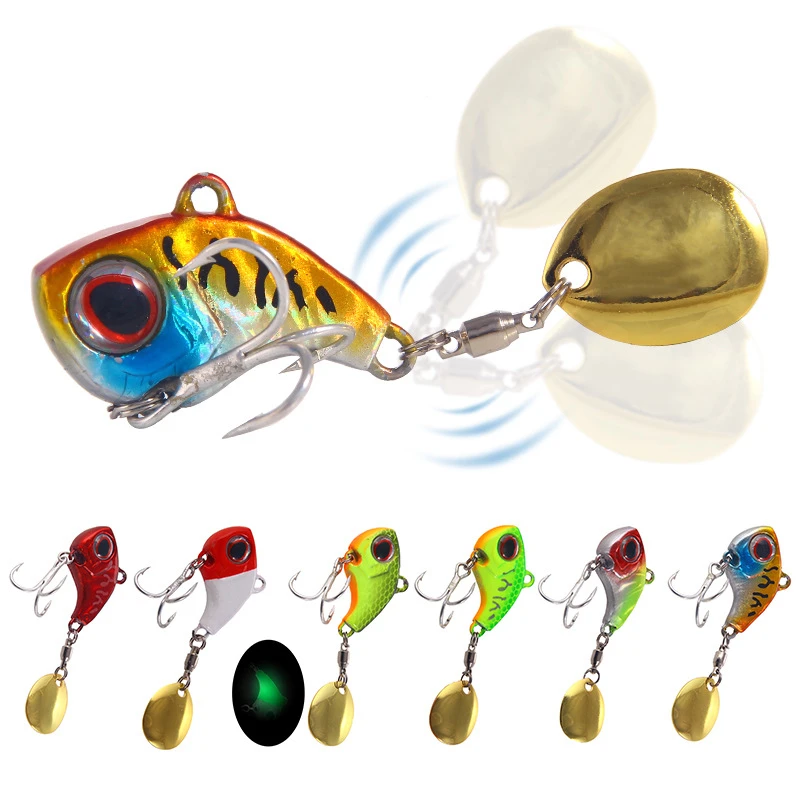 

New Arrival 1PCS 9g/13g/16g/22g Metal VIB Fishing Lure Spinner Sinking Rotating Spoon Pin Crankbait Sequins Baits Fishing Tackle