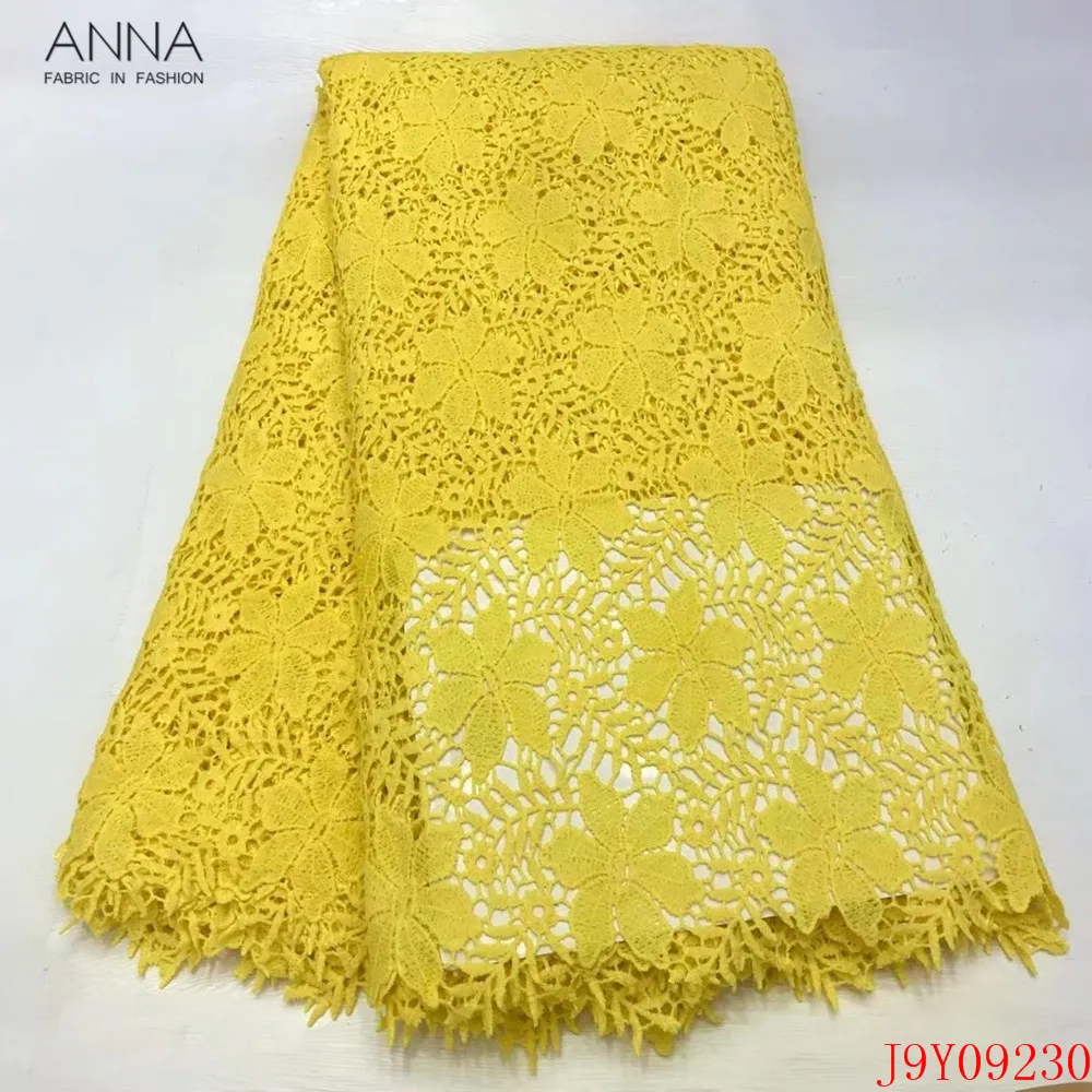 Анна желтая нигерийская гипюровая кружевная Водорастворимая Ткань 2022