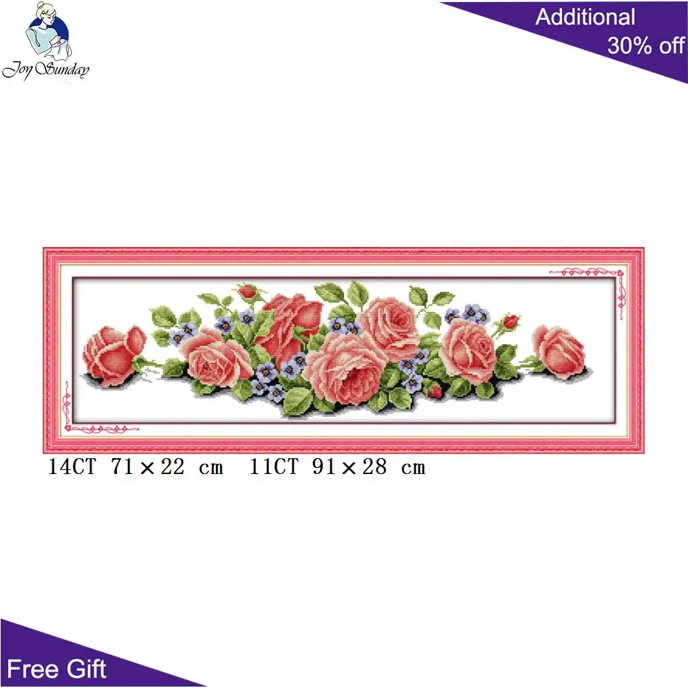 Joy Sunday H030(1)(2) Счетный и штампованный домашний декор длинная серия розы Розовый Фиолетовый Вышивка крестом узоры Наборы для вышивания