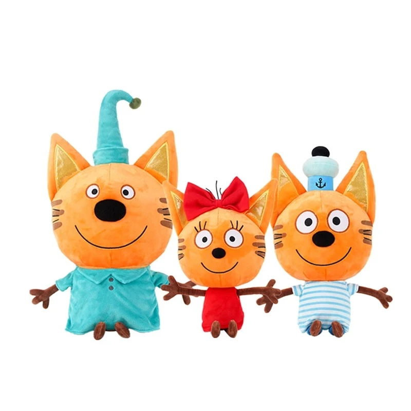 

Genuine Kid e cats Russian Три кота My Family Three Happy Cats Plush Doll Cookie Candy Pudding Happy Cat Doll Toy Kid Gift