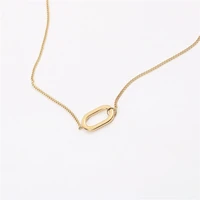 high end stainless steel jewelry dainty chain oval pendant necklace for women