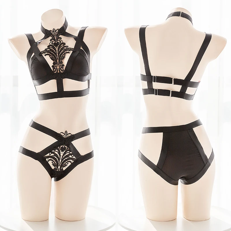 Черные винтажные кружевные сексуальные Полые Колготки без косточек бюстгальтер