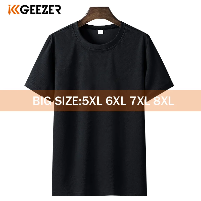 Черная футболка мужская 6XL 7XL 8XL размера плюс белая короткая Летняя Спортивная