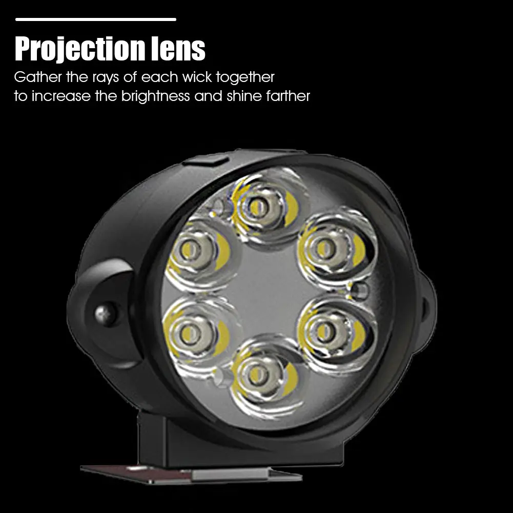 12V 6LED Motorcycle Waterproof Universal External Plastic Lamp Bright Light Headlight |