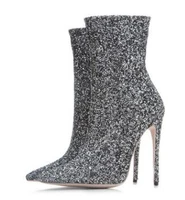 autumn winter women sequined cloth ankle boots sexy ladies shoes side zipper thin high heels pointed toe boots