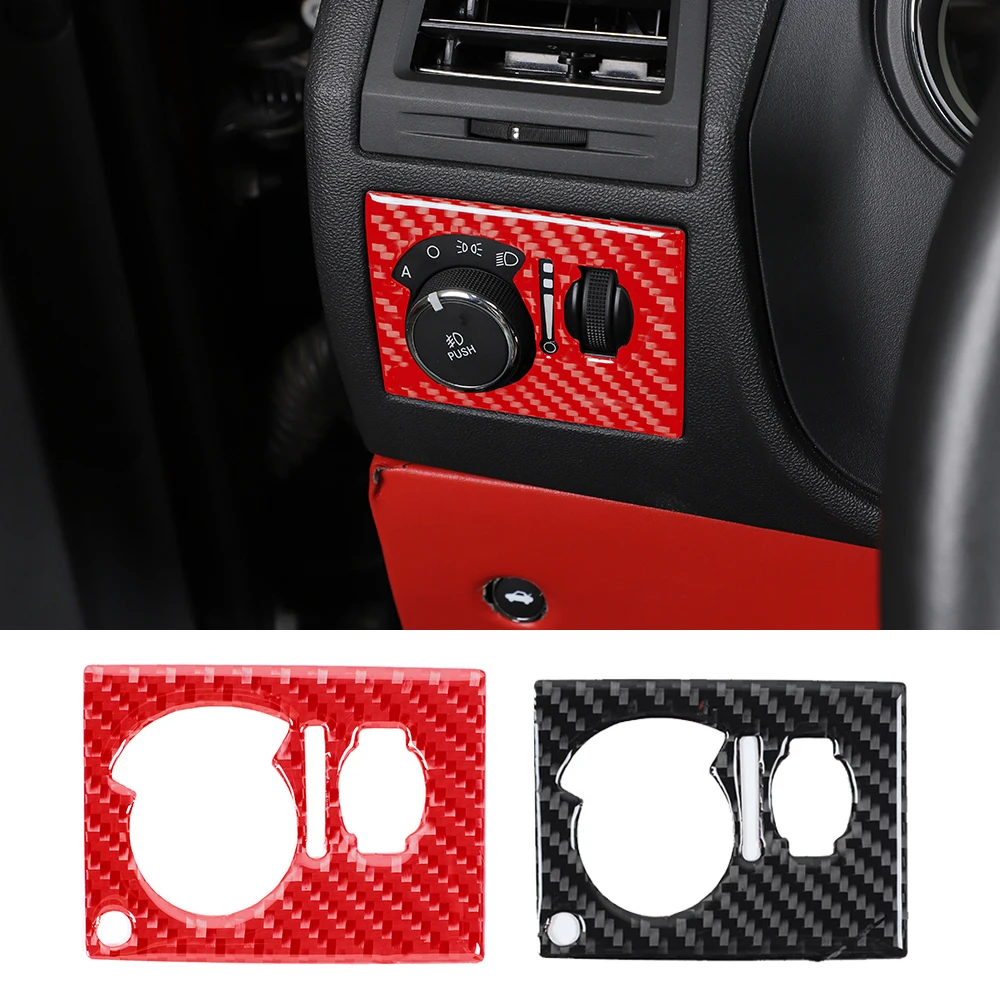 

Interior Headlight Switch Button Panel Decorative Cover Trim Fit for Dodge Challenger 2008-2014 Real Carbon Fiber Accessories