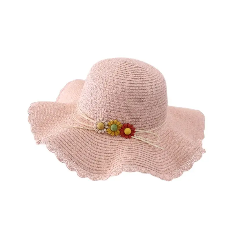 

Women Sweet casual straw Hats Ladies Outdoor travel holiday beach Caps Adult Lotus leaf sun hats