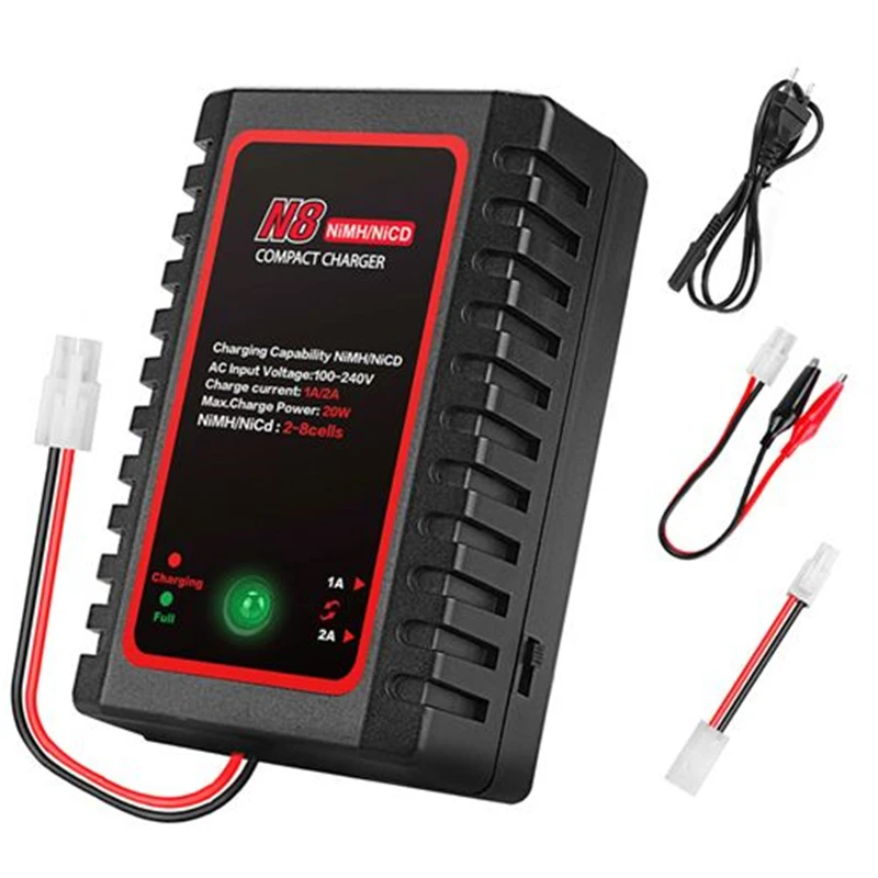 

HTRC N8 Nimh Nicd Battery Charger 110-240V 2A 20W AC Compact Charger For 2s-8s Nimh/Nicd Battery With 5 Charging Model RC Toys