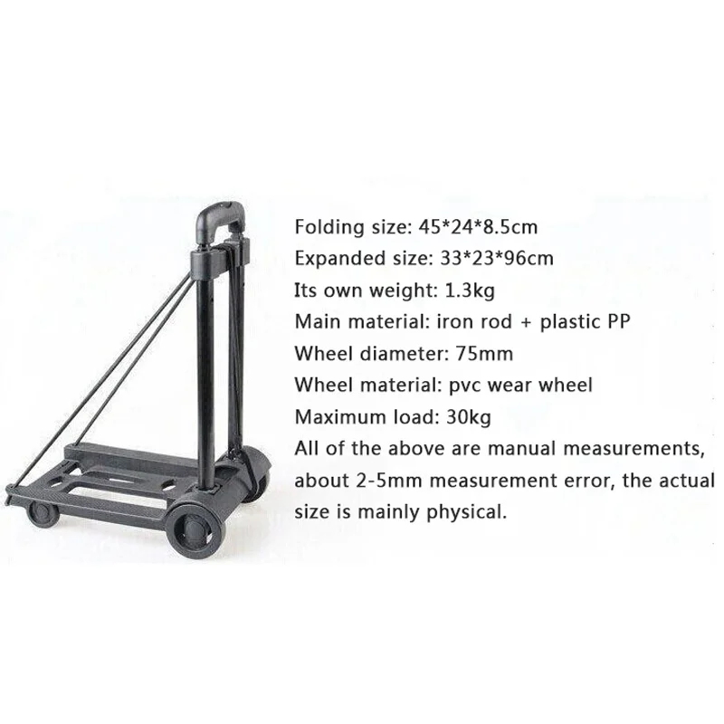 Foldable Travel Luggage Shopping Cart Trolley Folding Portable Aluminium 40KG Black Hand | Спорт и развлечения