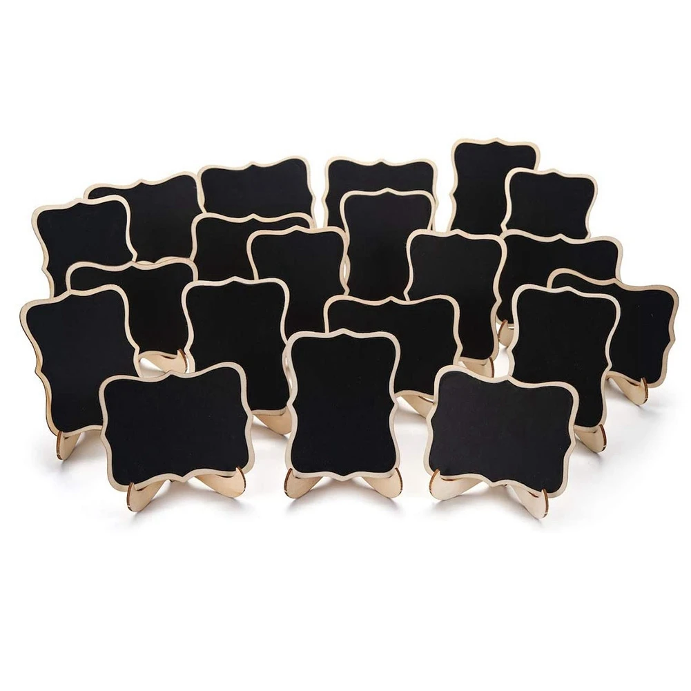 

24 шт Мини досок знаки с Поддержка древесины вяза для Таблица номеров, держащих букет невесты на свадьбе, вечерние украшения