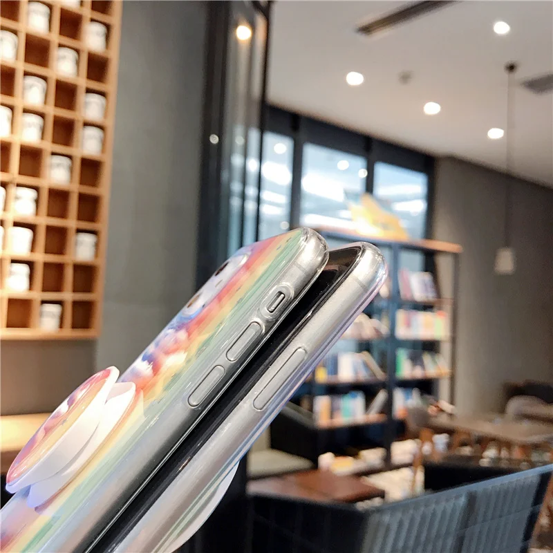 Чехол для телефона LOVECOM с градиентом Радужный блестками и держателем iPhone 12 Mini 11 Pro