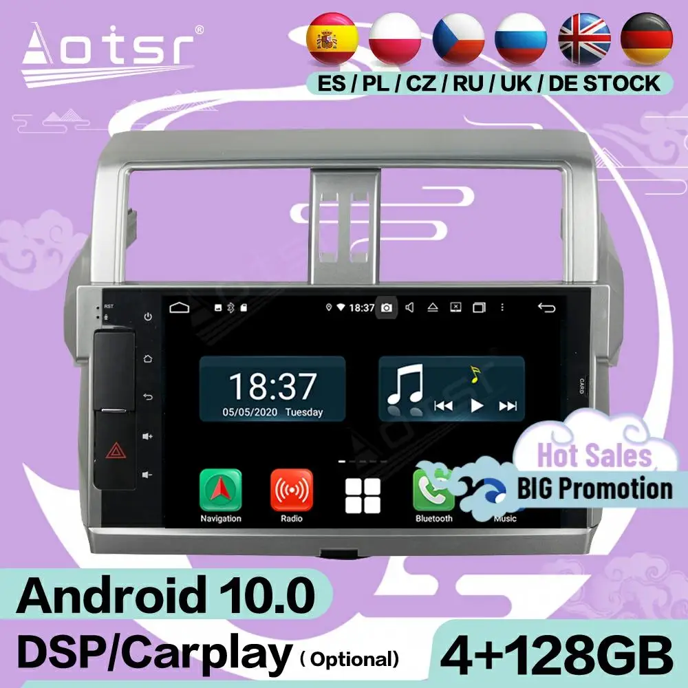 

128G Carplay Screen Multimedia Stereo Android 10 Player For Toyota Prado 2014 2015 GPS Navigation Audio Radio Receiver Head Unit