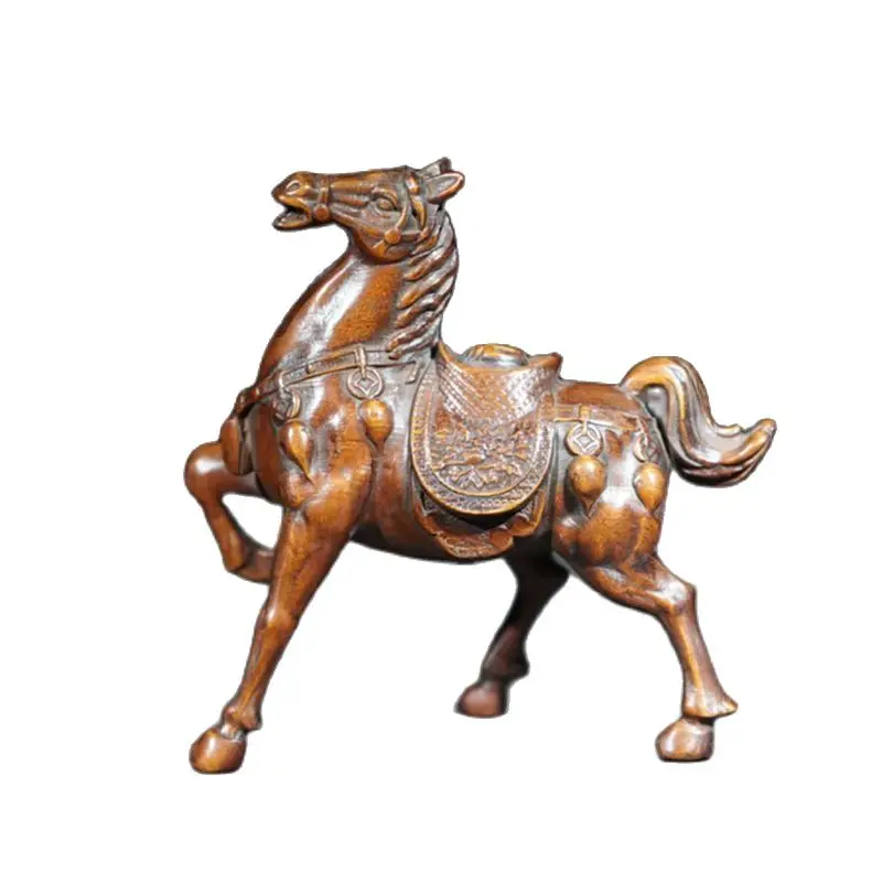 

Chinese Antiques Vintage Boxwood Carved Exquisite Horse Statue Collection Sculpture Nice Art Gift Wooden Figurines Little Gift