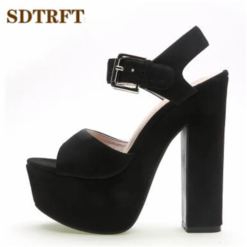 SDTRFT/популярные женские туфли на толстом каблуке 15 см сандалии с ремешками