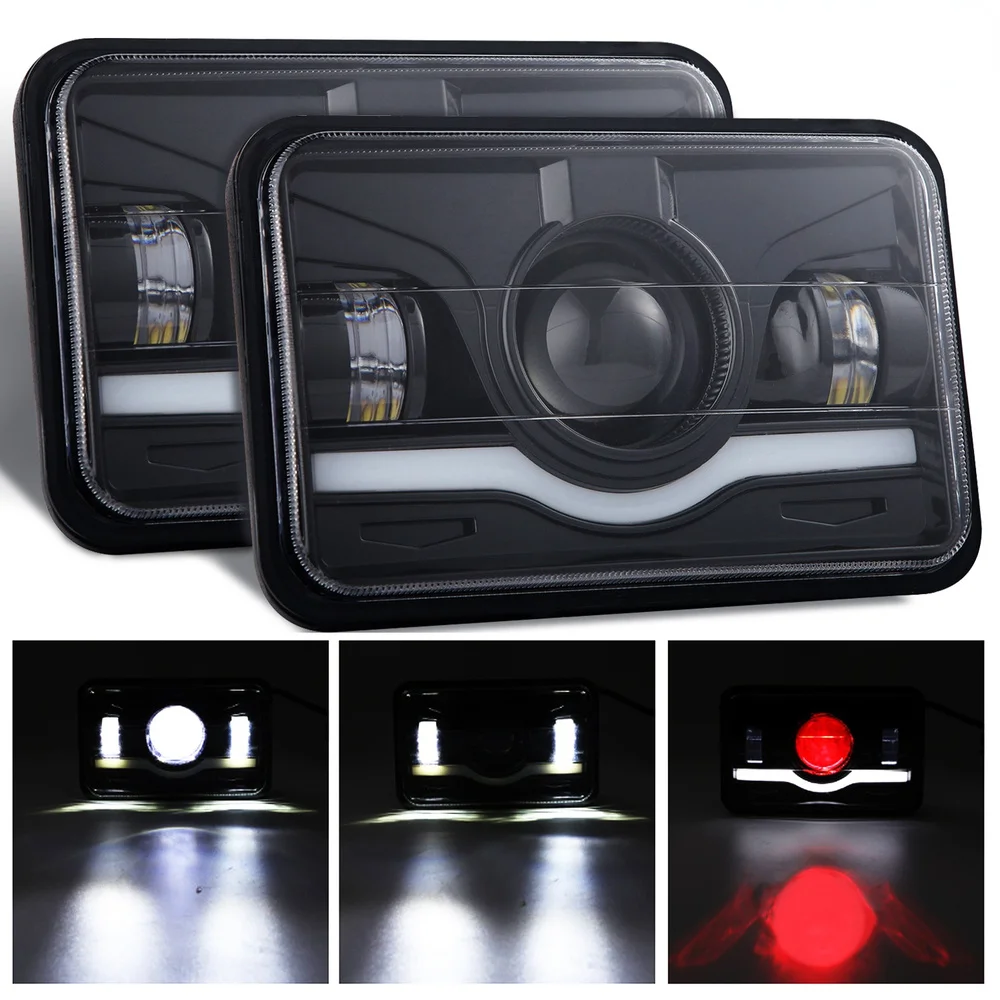 

4×6 Square Truck Headlight Led Wrangler Car Light High Bright Suitable for Off-road Vehicle Pickup Truck Headlight Conversion