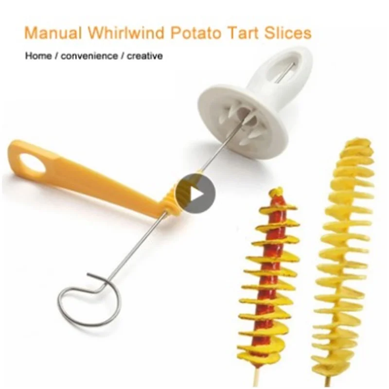 

Вращающийся картофельный спиральный нож для нарезки картофеля, ручной циклонный нож для нарезки картофеля, нарезка шампура, приспособлени...