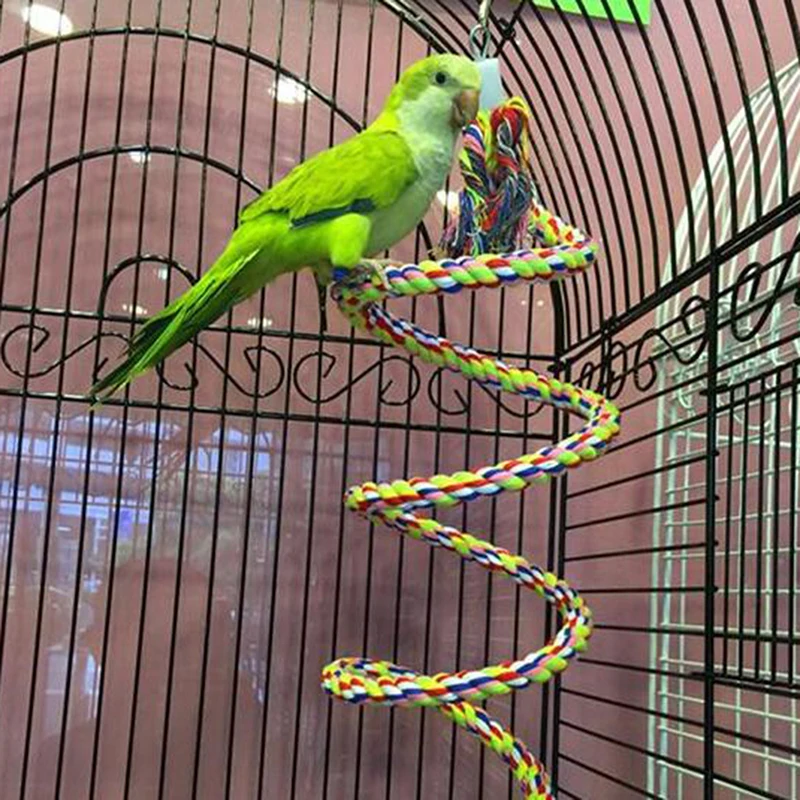

Подвесная игрушка для попугая, цветная хлопковая веревка для попугаев, вращающаяся лестница, клетка для птиц, маленькая игрушка для попугае...
