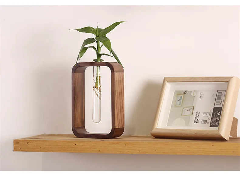 Ваза деревянная настольная в современном стиле гидропонный цветочный горшок из