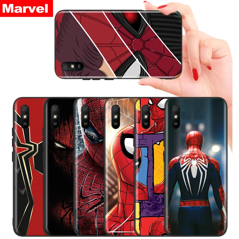 

Silicone Black Cover Marvel Spider-Man For Xiaomi Redmi K40 K30i K30T K30S K20 10X GO S2 Y2 Pro Ultra Phone Case