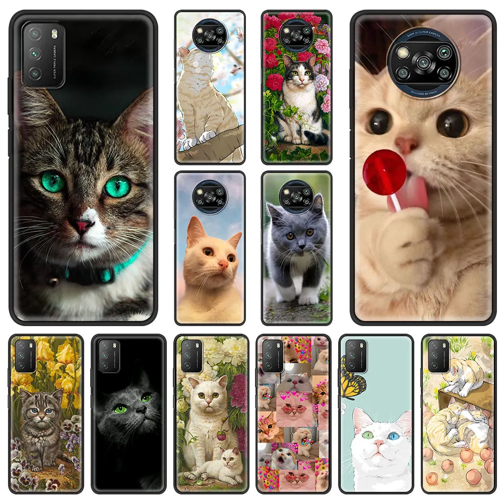 

Чехол для телефона с забавным котенком для Xiaomi Mi Poco X3 NFC M3 Pro F3 Note 10 Lite 11 Ultra 10T Pro 5G 9T роскошный силиконовый черный чехол