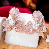 siscathy new sweet flower zircon stud earrings for women fashion exquisite crystal earrings female wedding party jewelry gifls
