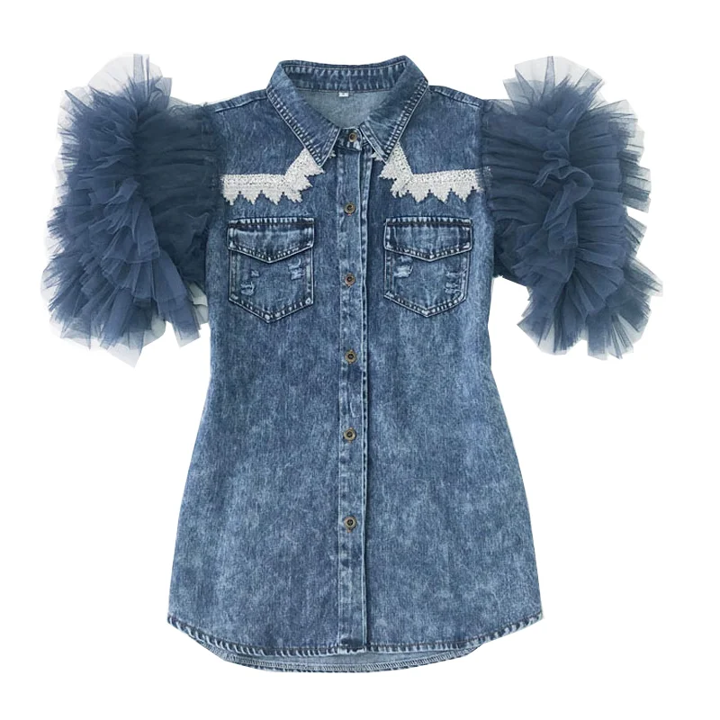 Женские летние рубашки 2020 модная уличная одежда джинсовые короткие топы