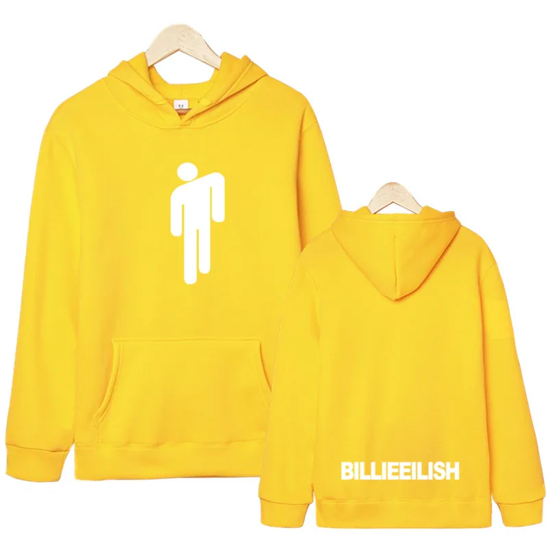 yellow Новинка, хит, Billie Eilish, худи для мужчин, черный, хлопок, худи, пара Billie Eilish, толстовка, простая, сохраняющая тепло, для женщин/мужчин, худи, сгусток - Цвет: yellow