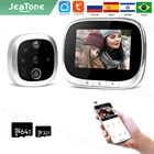 Новый умный дверной звонок jeatone Tuya с Wi-Fi и камерой 720P110 , видеоглазок для двери, ЖК-экран 4,3 дюйма, 24 часа, PIR