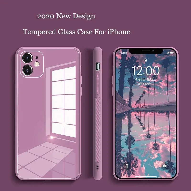 Роскошный квадратный чехол из жидкого стекла для iPhone 11 12 Pro Max 12Mini SE2 8 7 Plus XR X XS